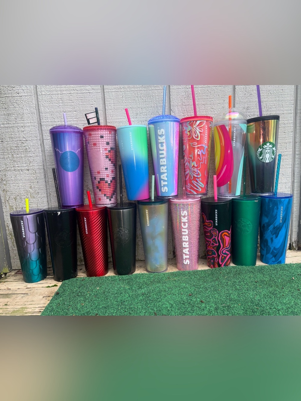 Lot of 16 Starbucks Assorted Tumbler Lot - Multi Color some straws been swapped